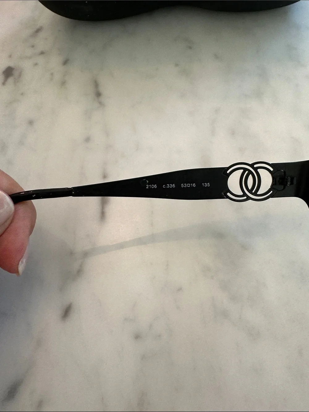 Vintage CHANEL Black Rectangular Metal Eyeglasses w/case